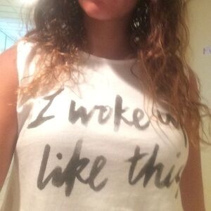 I woke up like this high low White Top Size Small
